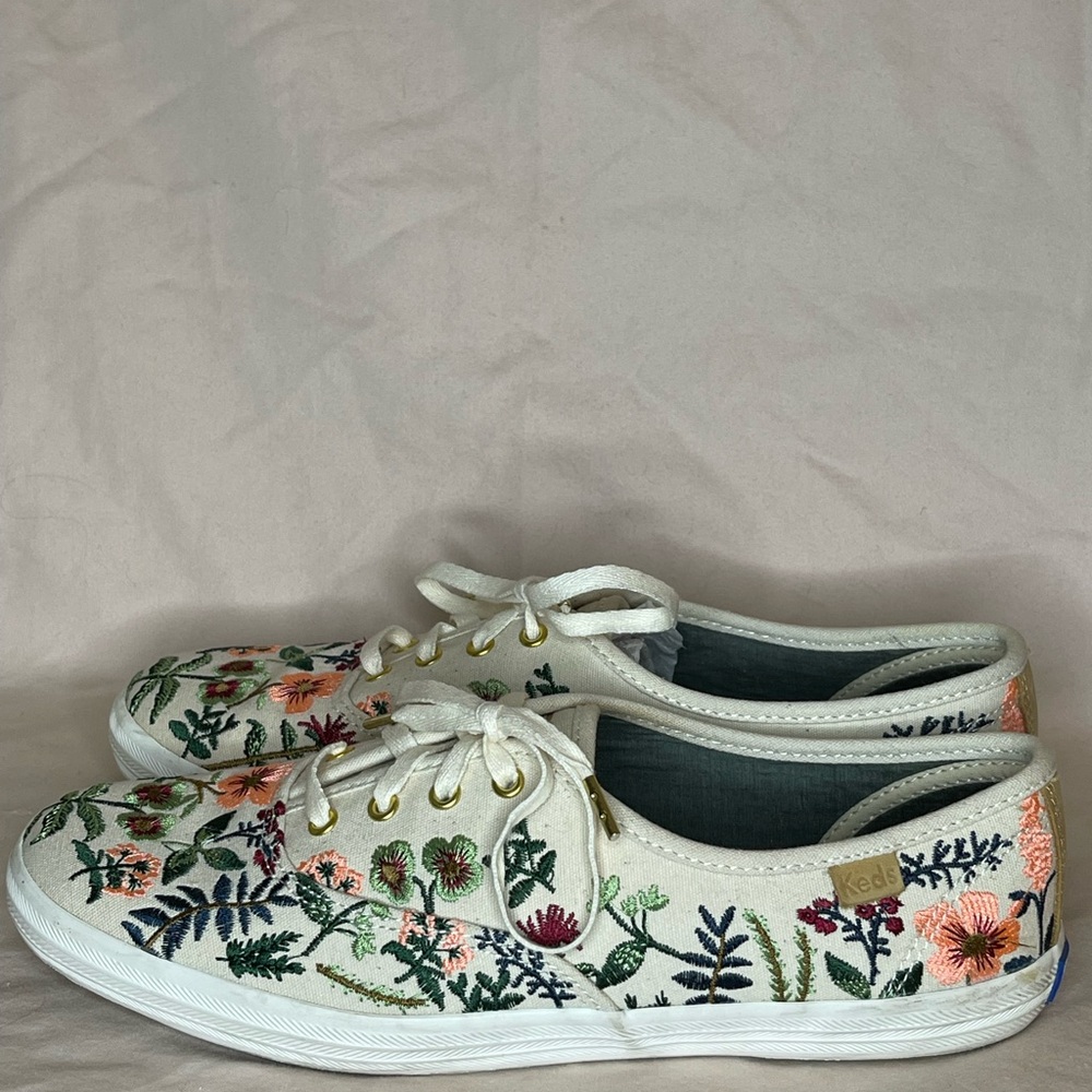 Keds x Rifle Paper Co. Champion Herb Garden embroidered sneakers size 7 LIKE NEW